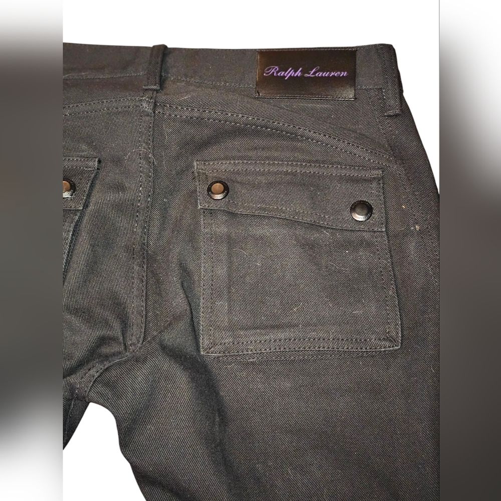 Ralph Lauren Purple Label 32 Black Cargo Biker Moto Zipper Jeans Italy Rare - Picture 6 of 11